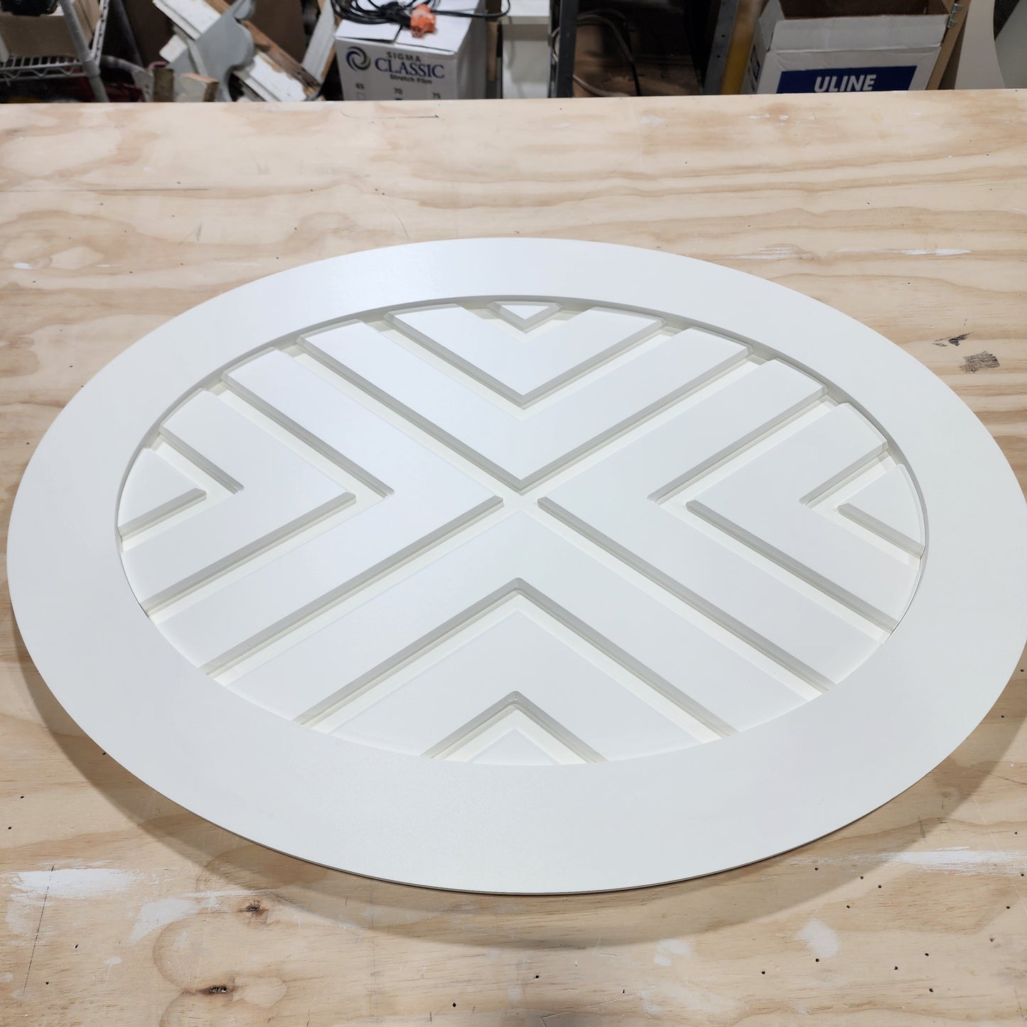 Chevron Oval Faux Window Panel