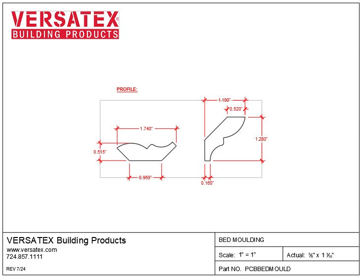 Versatex PVC Bed Moulding