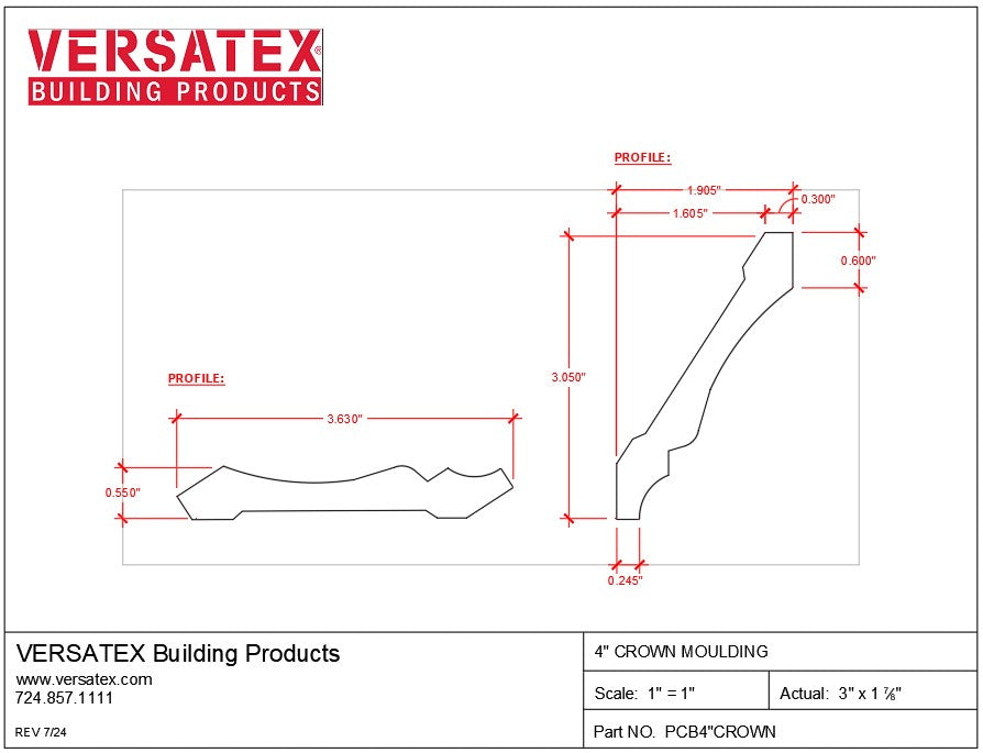 Versatex PVC 4 Inch Crown Moulding