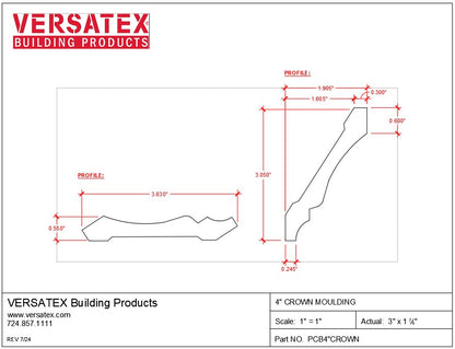 Versatex PVC 4 Inch Crown Moulding