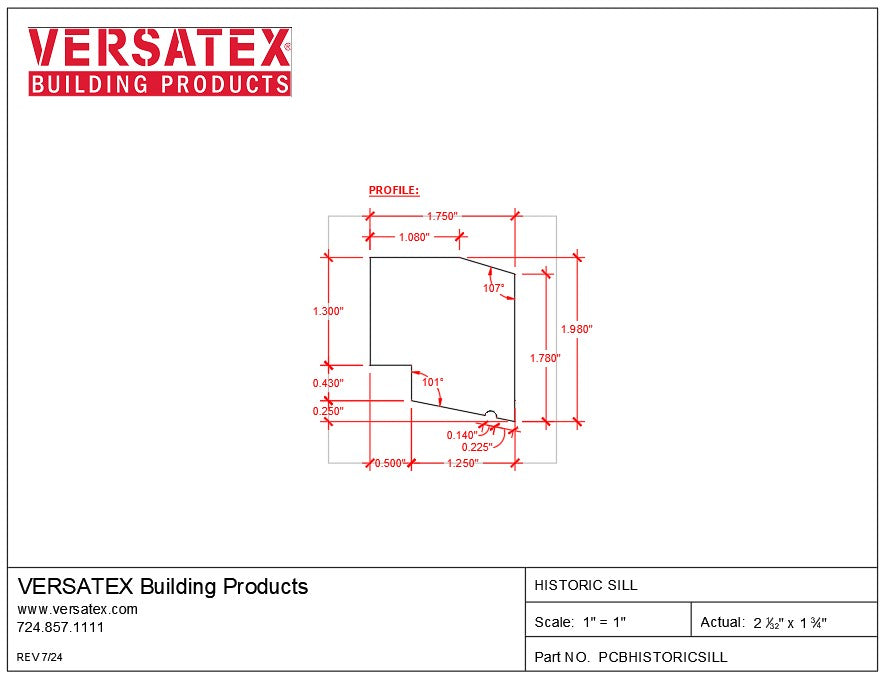 Versatex PVC Historic Sill Moulding