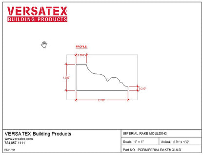 Versatex PVC Imperial Rake Crown Moulding