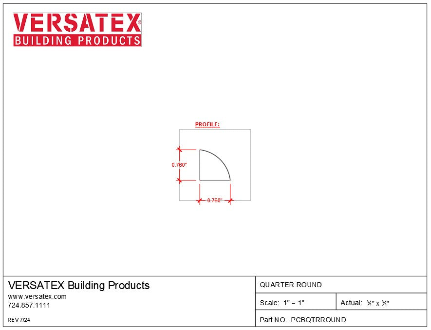 Versatex PVC Quarter Round Moulding