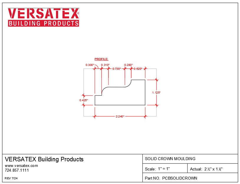 Versatex PVC Solid Crown Moulding